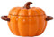 Dutch Oven Topf mit Deckel, 1,7 l, niedliche Keramik-Kürbisschale, Mini-Backform, Dessertkasserolle mit Doppelgriff, überzogener Suppentopf, Keramik, Kasserolle, Halloween-Thanksgiving-Dekor (Orange)