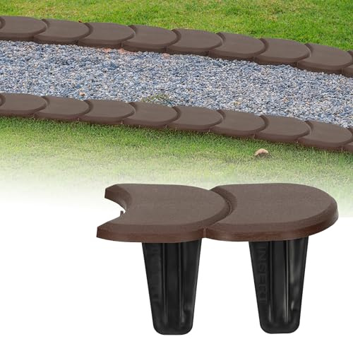 GARDENIX 3.8 m Lawn Edging Plastic 24 Modules - Flower Bed Border Garden, Flower Bed Edging Brown, Flower Bed Border, Flexible Flower Bed Border, Garden Palisade, Flower Bed Edges for Robotic