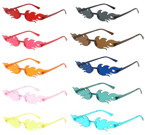 JAWUZ Lot de 10 Lunettes de Soleil pour Femmes Hommes Lunettes de fête Lunettes de Soleil Couleur Fluo lunettes de fête