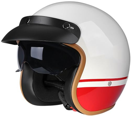 Casco Scooter Moto, Casco Jet Moto Vintage Casco Per Adulti Casco Scooter Calotta In Abs Combinata Con Strato Tampone In Eps Omologato DOT/ECE Caschi Moto Per Donna Uomo 2,L