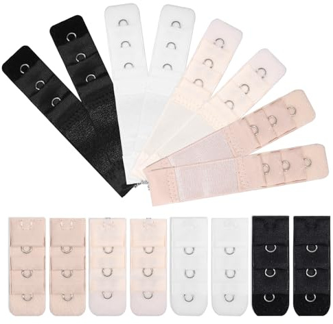 Zyghjort 16 PCS Bra Hook Extender, Women's Bra Extenders 3-Row Adjustable Bras Extension Soft and Comfortable Stretchy Bras Strap Extender for Daily Wear, Pregnancy, Sports