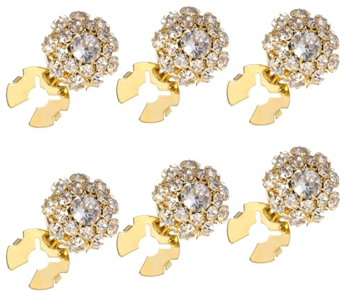 6PCS Button Covers Rhinestone Detachable Button Covers for Women Blouses Crystal Decorative Clips Suitable for Within 12.5mm Buttons Jewelry for Jeans Sewing DIY Craft Women (Gold)