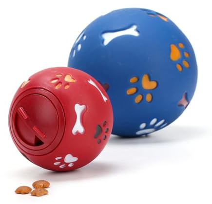 Lurrose Pelota Interactiva para Perros con Aroma Leche Juguete Dispensador de Comida Resistente y Seguro Bola de Rompecabezas Educativa para Morder y Estimular Olfato Grande Rojo