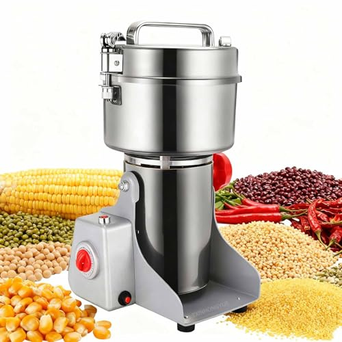 YXINHONGYUE 220V, Macinacereali Elettrico Ad Alta Potenza Macinino per Alimenti Secchi in Acciaio Inossidabile per Mais Semi di Soia Peperoncino Spezie Macinazione Veloce e Fine a Casa Commerciale