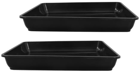WRITWAA 2 Platillos Cuadrados para Macetas de Plástico PP Negro, Diseño Grueso Resistente al Clima para Jardineras Exterior y Decoración del Hogar, Paquete de 2 Piezas