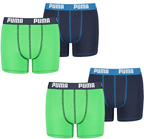 PUMA 4 er Pack Boxer Boxershorts Jungen Kinder Unterhose Unterwäsche, Bekleidung:164, Farbe:Green/Blue (686)