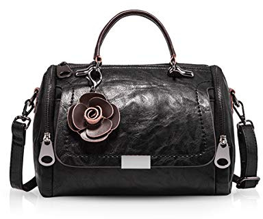 NICOLE & DORIS Bolso Mujer Bolsos de Hombro Pequeños Bolsos Florales Bolso Bandolera Mujer Piel Bolsos Vintage con Asas Superiores Negro
