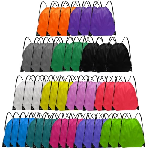 Grneric Drawstring Backpack Bulk 42 Pcs String Backpack Drawstring Bags Cinch Bag Sackpack for Men Women Gym 14 Colors