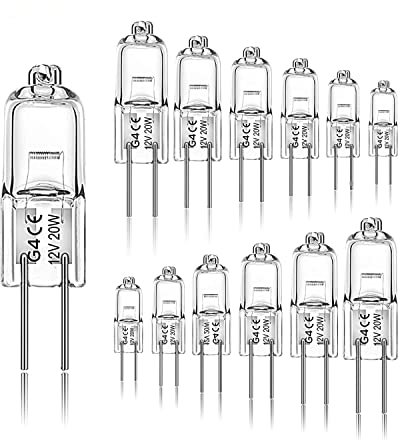 Jaenmsa G4 Halogen Light Bulbs, G4 12V 20W Light Bulbs 2 pin, Warm White 2700K Dimmable, Non-Flicker, 12 Pack
