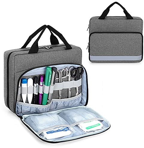 Trunab Padded Stethoscope Case, Small First Aid Kit Bag Empty, Hold Two Stethoscopes Compatible with 3M Littmann/MDF/ADC, Ideal for Home, Car, Camping and Hiking, Bag only, Grey
