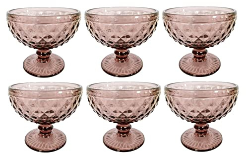 FRANCACOR PACK 6 UNIDADES VASO/COPA CRISTAL DIAMOND HELADO 280ML 12 X 10 CMS COLORES (PÚRPURA)
