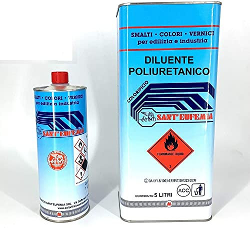 SOLVENTE POLIURETANICO DILUENTE PROFESSIONALE TRE FORMATI 1-5-25 LT (5 LITRI)