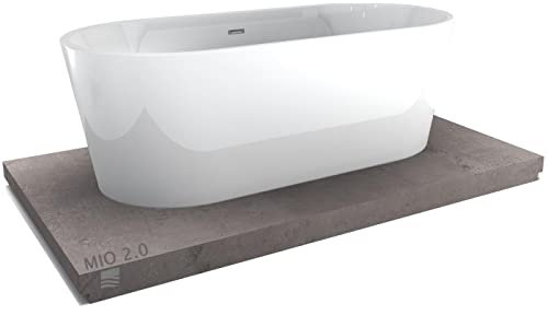 BERNSTEIN Freistehende Badewanne aus Sanitäracryl Wanne mit Doppelwandiger Konstruktion 170 x 75 x 58 cm - 5 Jahre Garantie - Standbadewanne Mio 2.0 in Weiß glänzend, Acryl-Wanne