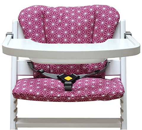 Blausberg Baby - Timba Sitzkissen Set BESCHICHTET für Safety 1st Hochstuhl - Happy Star Cranberry Rot Pink