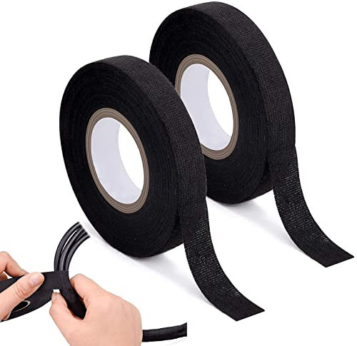 Dfuqanb 2 pièces Rouleaux Ruban de Tissu Automobile Résistant à la Chaleur, Voiture ruban adhésif en tissu, Bande Circuit de Faisceau de Câblage, pour faisceaux électriques Ruban électrique(19MM x15M)