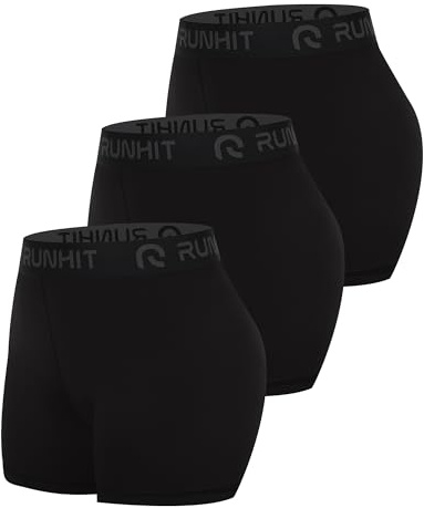 Runhit 3 Pack Compression Shorts for Women High Waisted 3 Volleyball Shorts Womens Spandex Shorts Workout Athletic Yoga Black Black Black S