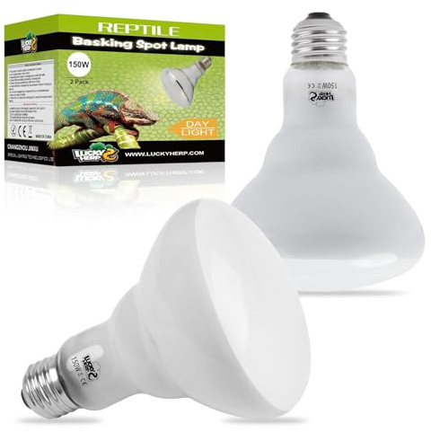 LUCKY HERP 150W Reptile Heat Bulb 2Pack, Basking Spot Heat Lamp for Reptiles, Vivarium Light for Amphibian, Chicks, Dog Heating Use
