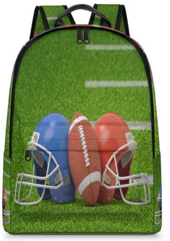 WowPrint American Football und Helm-Rucksack für Kinder, Jungen, Mädchen, Herren, Damen, Fußball, 23,5 l, Rucksack, Schule, Büchertasche, Wandern, Reisen, lässiger Laptop-Tagesrucksack, farbig, 23.5 L