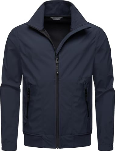 Ragwear leichte Herren Outdoorjacke kurze Übergangsjacke wasserdicht und atmungsaktiv mit Stehkragen und wasserdichten Verschlüssen Collwie YOUMODO Navy Gr. L