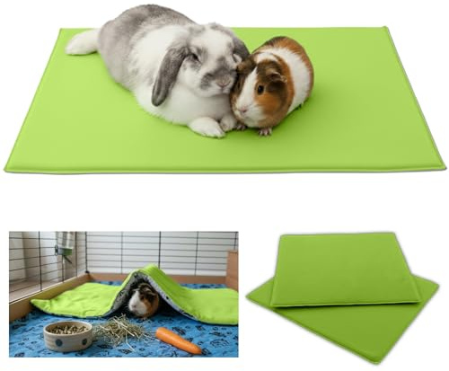 NEO SOLVO 2-pack Fleece lekplatser matta för marsvin och kanin - allt i ett, det är en filt, en jättetunnel, ett hus, en kudde och en säng - 50 cm x 60 cm - grön