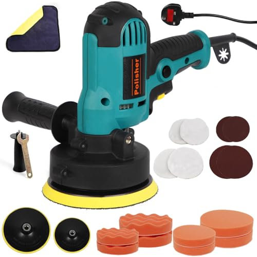 5’’&6’’ Car Polisher Buffer Waxing Machine, 700W Car Polishing Machine with125&150mm Buffing Pads,600-3700RPM,20PCS Waxing Set Rotary Polisher