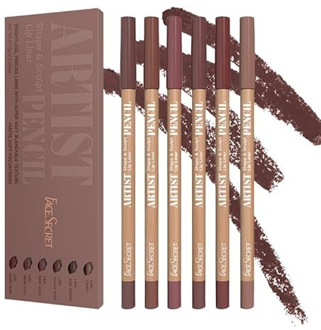 6 PCS Lip Liner Pencil Set - Matte Nude Lip Contour Lipliner, Waterproof Long Lasting Lipstick Lip Liner Set, Smudge-Proof Lip Liner Pen (# 02 Nude Pink)