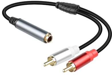 GELRHONR 6.35 mm auf RCA Audio Kabel,1/4 Zoll TRS Female Stereo zu 2x RCA Male Cinch-Y-Splitter Adapterkabel 30 cm für Boxen, Microphone,DJ-Equipment, TV