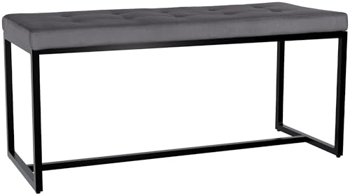 CLP Banco Barci I Moderno Banco de 2 plazas tapizado para Comedor, Cocina y Oficina I Banco tapizado, Mueble de recibidor con Revestimiento, Color:Gris Oscuro, Material:Terciopelo