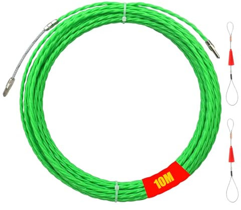 Guia Pasacables, 10m Guia Pasacables Profesional, 4 mm Diámetro Cable de Tracción en Espiral, Enhebrador de Alambre Electrico, para Obras de Telecomunicaciones, Trenzada Tender Conductos de Cables