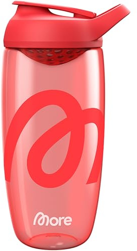 MORE Premium Shaker, 700 ml, Rot, integriertes Mischsieb & Trageschlaufe, geräuschlos, mit hochwertigem ECOZEN Kunststoff