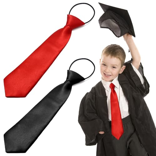 TRKETK 2 Piezas Corbatas Pequeñas Para Niños, Corbata Pre-Atada para Niño Corbatas De Rendimiento Escolar Elásticas Para Niños Y Niñas Uniformes De Color Sólido para Graduación de Boda Mostra