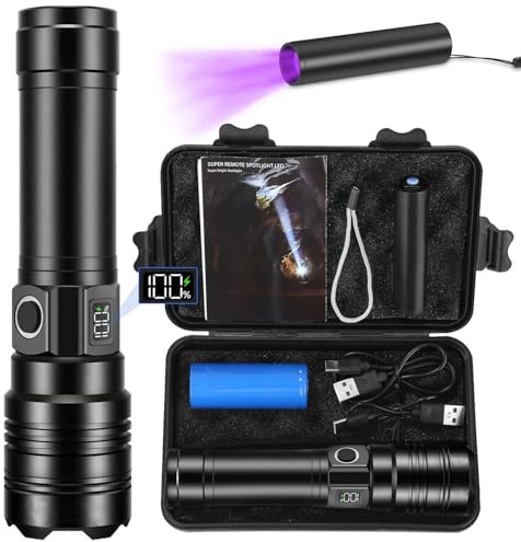 Linternas LED Alta Potencia,1000000 Lúmenes Linterna LED Recargable, Linterna Super Potente Largo Alcance, Linternas Tactica Impermeable, Profesionales Flashlight para Emergencias Camping Regalo