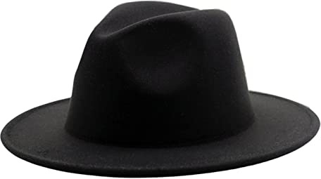 LOVIVER Chapeau Fedora Deux Tons, Patchwork Thermique Doux Respirant Épaissi Chapeau Chapeau Panama en Feutre Décontracté pour Scène Performance Party, Noir