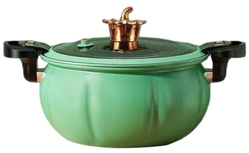 Horno holandés con forma de calabaza de 8 L (2.1 galones), olla de micropresión de hierro fundido naranja para estufa, revestimiento de cerámica antiadherente, guisado/freír saludable (naranja)