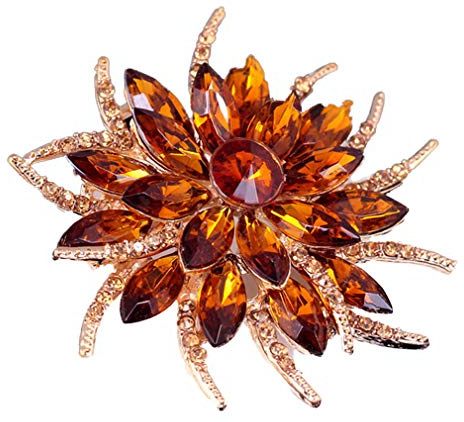 YAZILIND Art und Weise große Blume Rhinestones Legierungs-Zirconia-Brosche Corsagee Frauenmädchen Zusätze (Champagne)