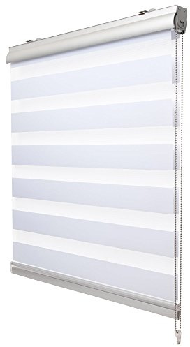 Sol Royal Kassetten Doppelrollo ohne Bohren SolDecor DK9 Duo Rollo Klemmfix 60 x 160 cm Premium Vario Rollo mit Klemmträger und extra breite Streifen - Weiß