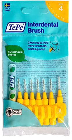 Tepe Interdentalwinkel, Größe 4, Gelb, 0,7 mm, 6 Stück