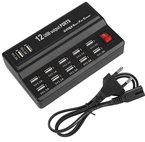 Ausla Hub USB de 12 Puertos, Estación de Carga Rápida, 5V 10A, 220V EU