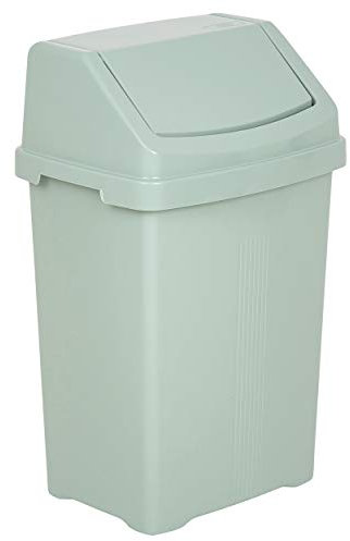 Wham High Grade 50Lt Plastic Silver Sage Flip Top Waste Rubbish Bin