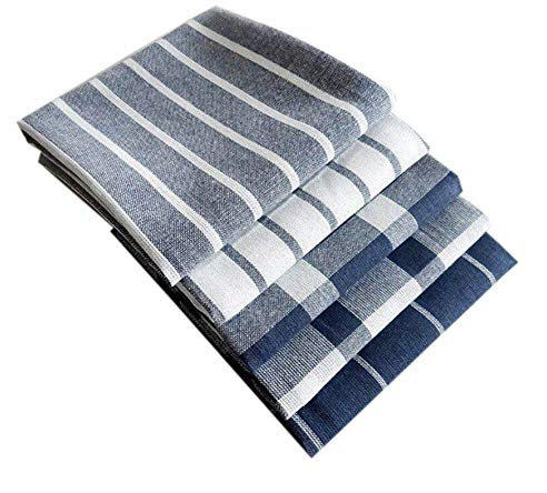 FC Fancy 5 Stück Küchentücher Geschirrtücher Baumwolle Streifen Plaid Küche Geschirrtücher Lappen saugfähig fusselfrei Reinigungstücher Abspülen Geschirrtücher Haushalt Hotel Kochbedarf 46 x 70 cm