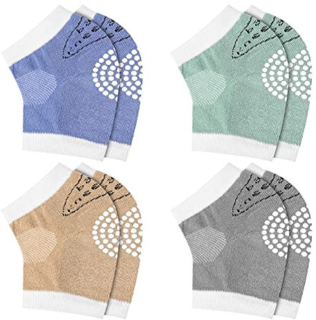 KroY PecoeD 4 Paar Knieschoner Baby Krabbeln Gummipunkte Anti-rutsch Baumwolle Baby Knieschoner Krabbelhilfe für Unisex Babys