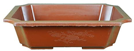 Vaso Cinese rettangolare in plastica marrone per bonsai 26x17,5x6,5 cm - H410