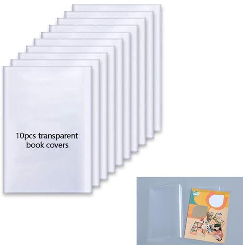 10 Stück Buchumschlag A4 Transparenter Buchumschläge Schulbücher, Kunststoff Heftumschläge a4 Wasserdichte Bucheinband, Book Cover Buchhülle Durchsichtige für Haus, Büro und Schule