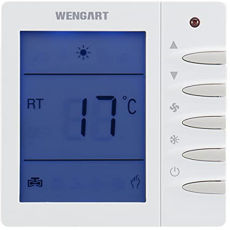 Wengart Raumthermostat Digital WG702, AC230V 10A, für Fußbodenheizung Wasser Heizung, 86x86mm Blaues Licht