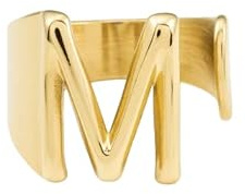doble aro - Anillos Mujer con Letras de la A a la Z - Anillo de Mujer Ajustable - Anillos Mujer de Acero en baño de oro 18Kt con letras iniciales. Anillo Letra M en Acero acabado en Oro.