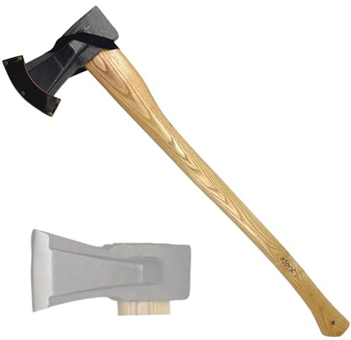 Hacha Xforst Vizcaina con Mango de Madera de 80 cm y una Hoja de Acero al Carbono Pulido de 2,6 kg. Incluye una Funda de Cuero marrón. Modelo X-UW12M