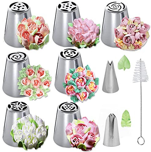 Punta russa per piping, 10 Pz fiori per torte ugelli per decorare torte russe Acciaio Inox beccucci in Acciaio Inox Ugelli Decorazione Torta per DIY Cupcakes Dessert (B)