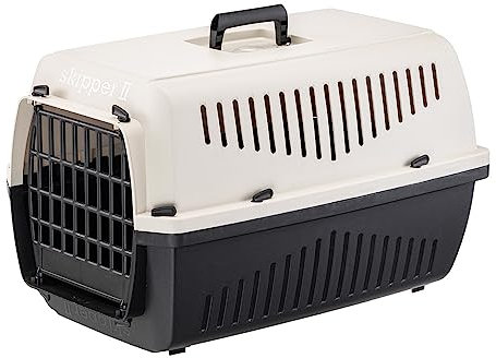 Ferplast Katzentransportbox SKIPPER 2, Hundetransportbox, Haustiertransportbox für kleine Hunde und Katzen bis 8 kg, Hundetransportbox, Katzentransportbox, 55x36xH 33 cm, aus Kunststoff mit Klappgriff