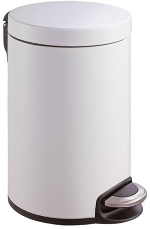 PROREGAL Treteimer mit stilvollem Pedal, leise schließendem Deckel & Kunststoffinneneimer | 20 Liter, HxBxT 45,5x29,2x36,6cm | Weiß