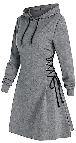 KBOPLEMQ Vestido de suéter para mujer, sudadera con capucha, manga larga, vestido de otoño, vestido corto, sudadera con capucha, elegante, sexy, vestido de túnica, vestido bodycon manga larga,